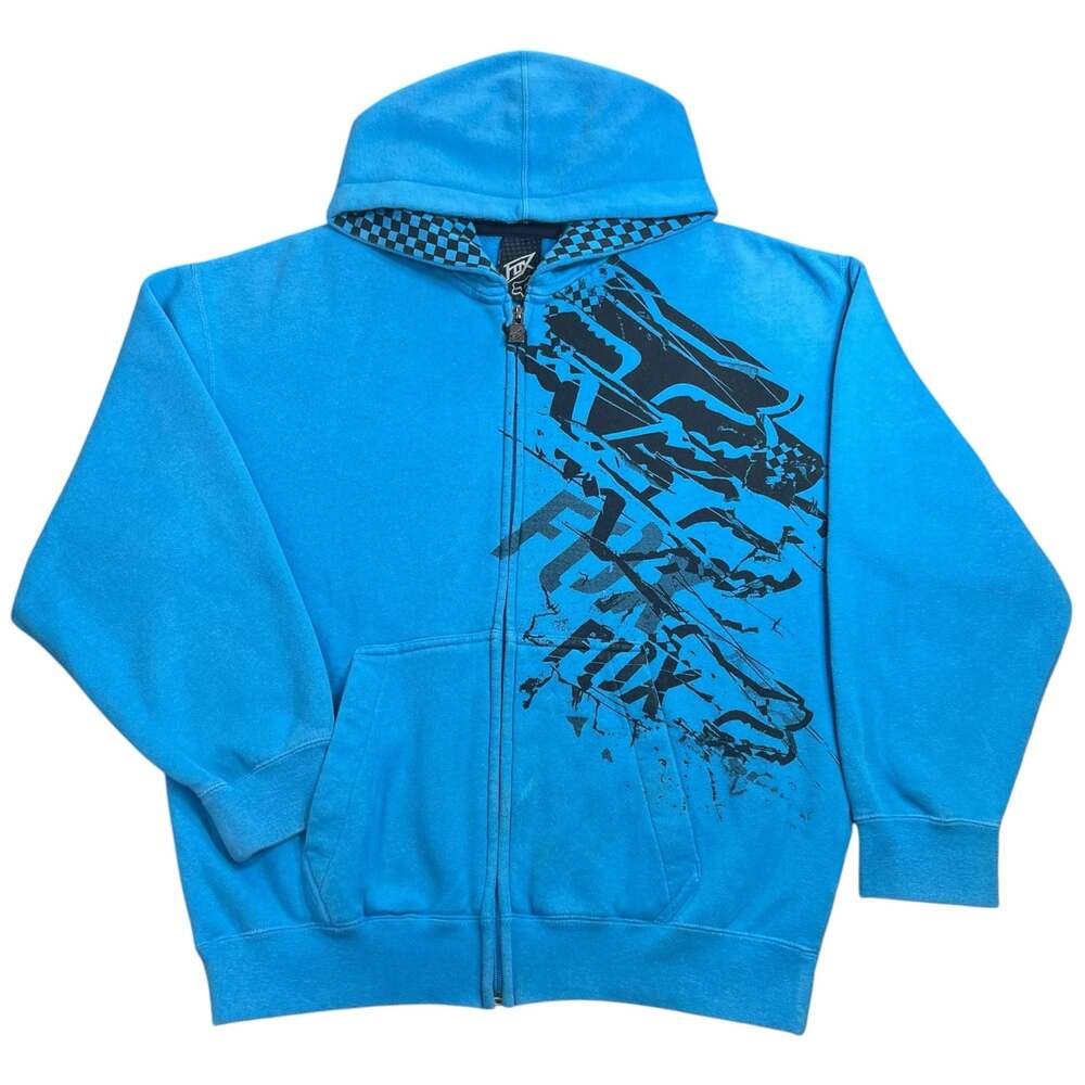 Fox Racing Graphic Zip-Up Hoodie with Checkerboard Hood Lining 0028